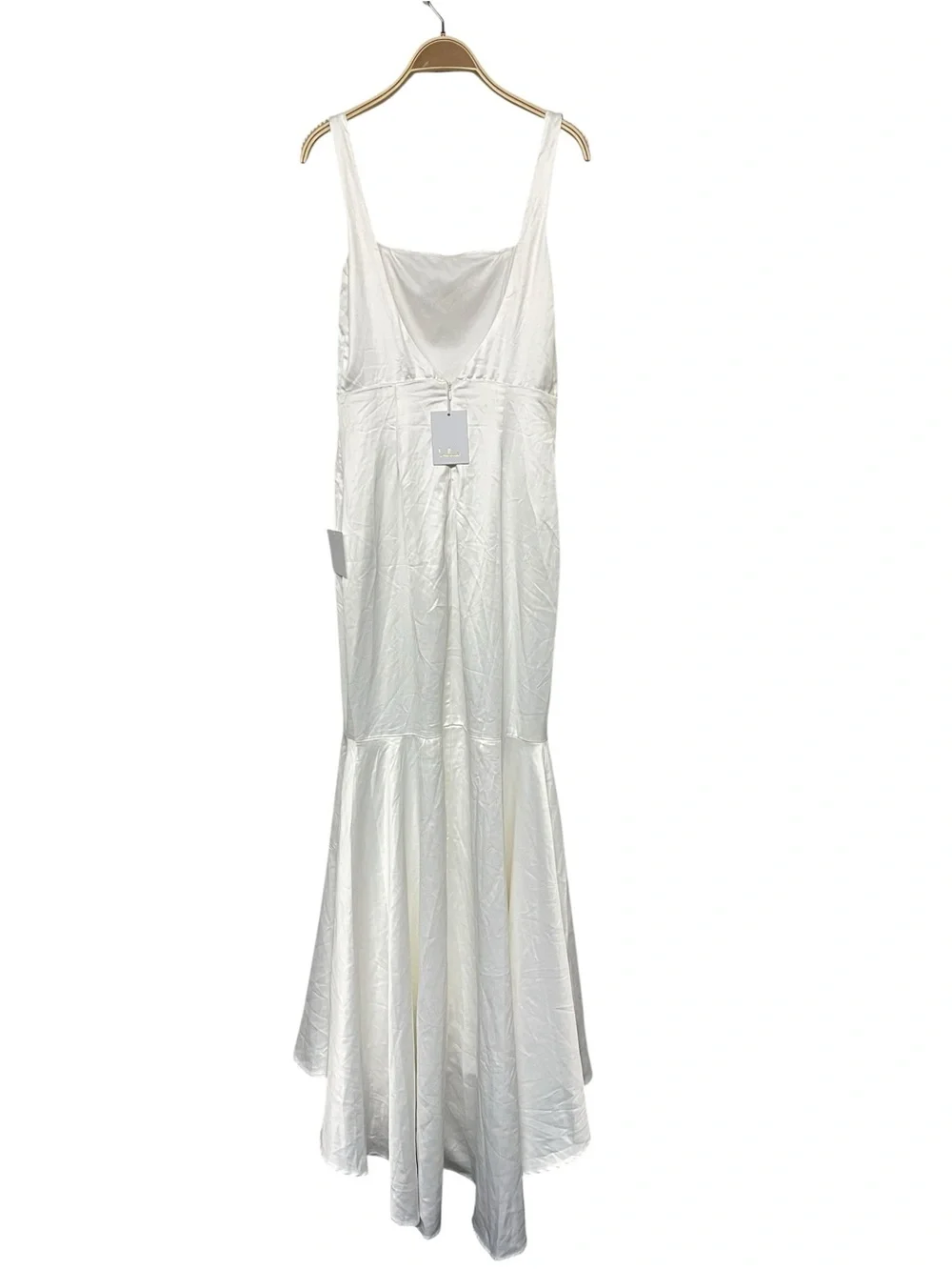 New Lulus Loveliness White Satin Backless Mermaid Gown Maxi Dress